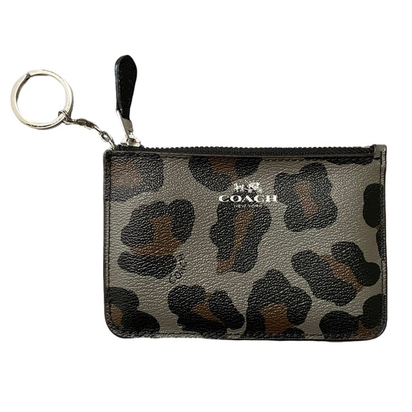 Coach Black Leopard Key Pouch Holder